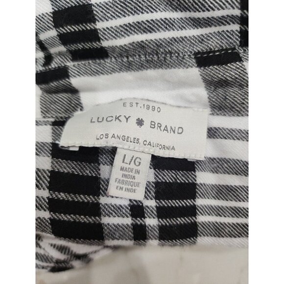 Lucky brand Women's Gray & White Plaid Lightweight Flannel Top, Large - Picture 5 of 5